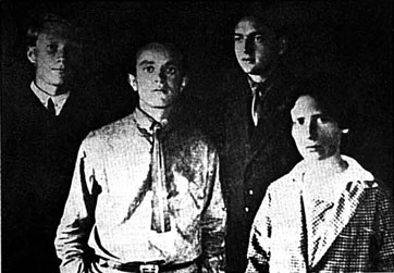 A group of exiled. Parabel (Narym), 1927. From left to right: A. Zimin, I. Rapiport, M. Kompaneetz, Kh. Shapiro (a Zionist, the rest Ц S-D). 